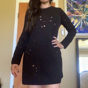 Distressed LnA sweatshirt mini dress